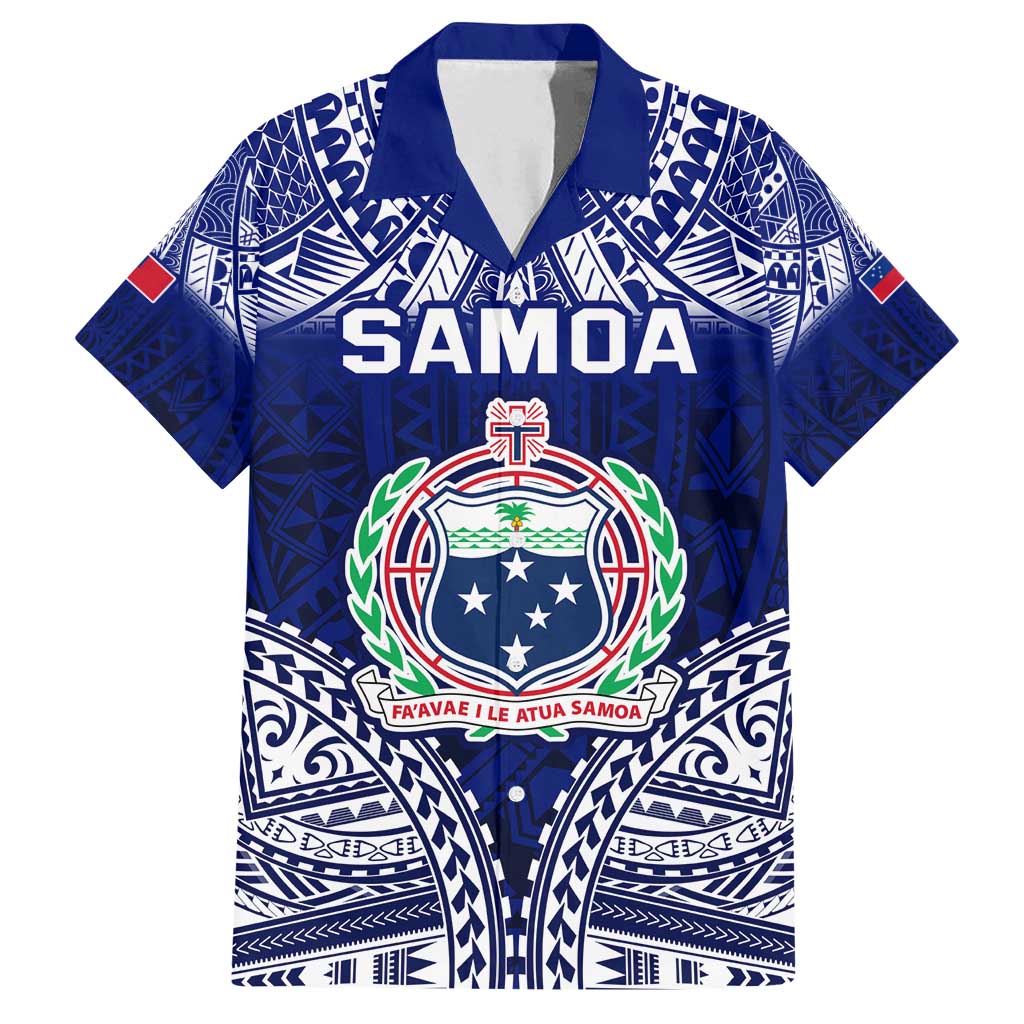 Personalised Samoa Coat Of Arms Family Matching Off Shoulder Maxi Dress and Hawaiian Shirt With Polynesian Pattern Version