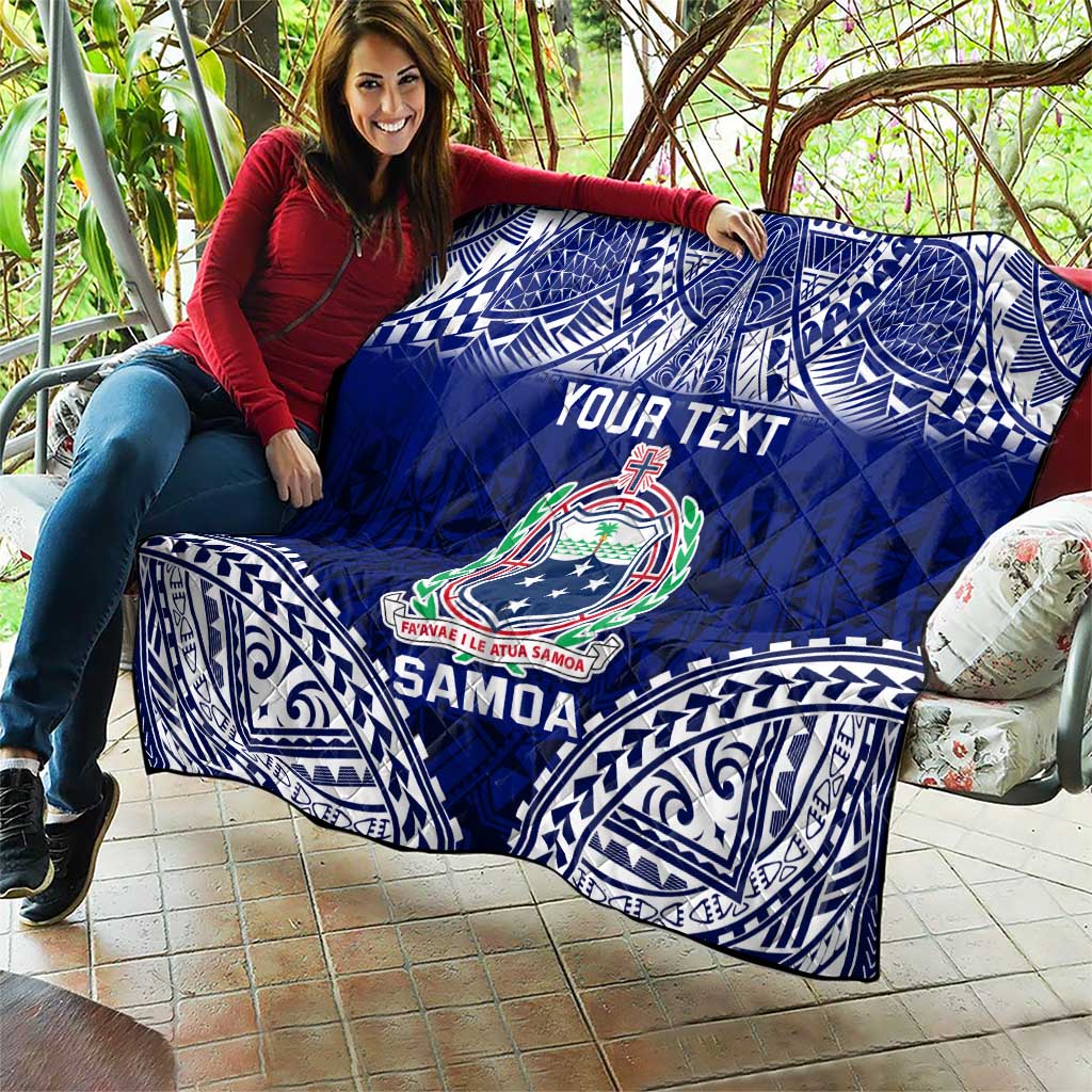 Personalised Samoa Coat Of Arms Quilt With Polynesian Pattern Version