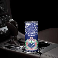 Personalised Samoa Coat Of Arms Skinny Tumbler With Polynesian Pattern Version