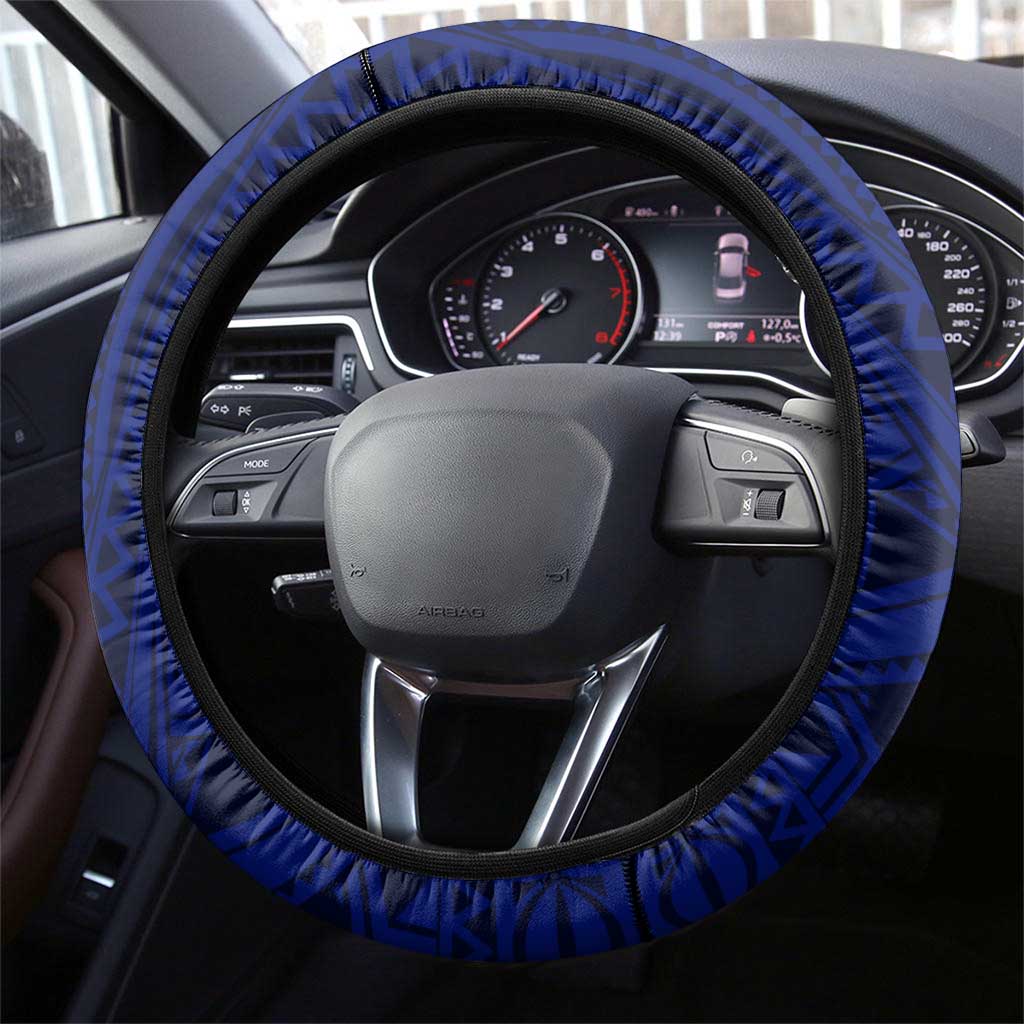Samoa Coat Of Arms Steering Wheel Cover With Polynesian Pattern Version