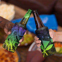 Polynesian Tribal Plumeria 4 in 1 Can Cooler Tumbler with Hawaii Kanaka Maoli Reggae Version