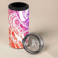 Polynesian Tribal Plumeria 4 in 1 Can Cooler Tumbler with Hawaii Kanaka Maoli Purple Gradient Version