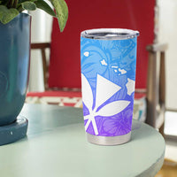 Polynesian Tribal Plumeria Tumbler Cup with Hawaii Kanaka Maoli Blue Gradient Version