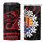 Tahitian Coat Of Arm and Tiare Flower 4 in 1 Can Cooler Tumbler Polynesian Tribal Tattoo