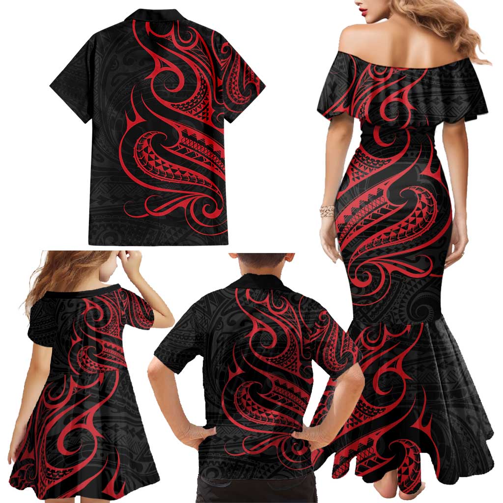 Tahitian Coat Of Arm and Tiare Flower Family Matching Mermaid Dress and Hawaiian Shirt Polynesian Tribal Tattoo