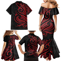 Tahitian Coat Of Arm and Tiare Flower Family Matching Mermaid Dress and Hawaiian Shirt Polynesian Tribal Tattoo