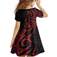 Tahitian Coat Of Arm and Tiare Flower Kid Short Sleeve Dress Polynesian Tribal Tattoo LT9 - Polynesian Pride