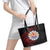 Tahitian Coat Of Arm and Tiare Flower Leather Tote Bag Polynesian Tribal Tattoo