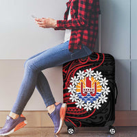 Tahitian Coat Of Arm and Tiare Flower Luggage Cover Polynesian Tribal Tattoo LT9 - Polynesian Pride