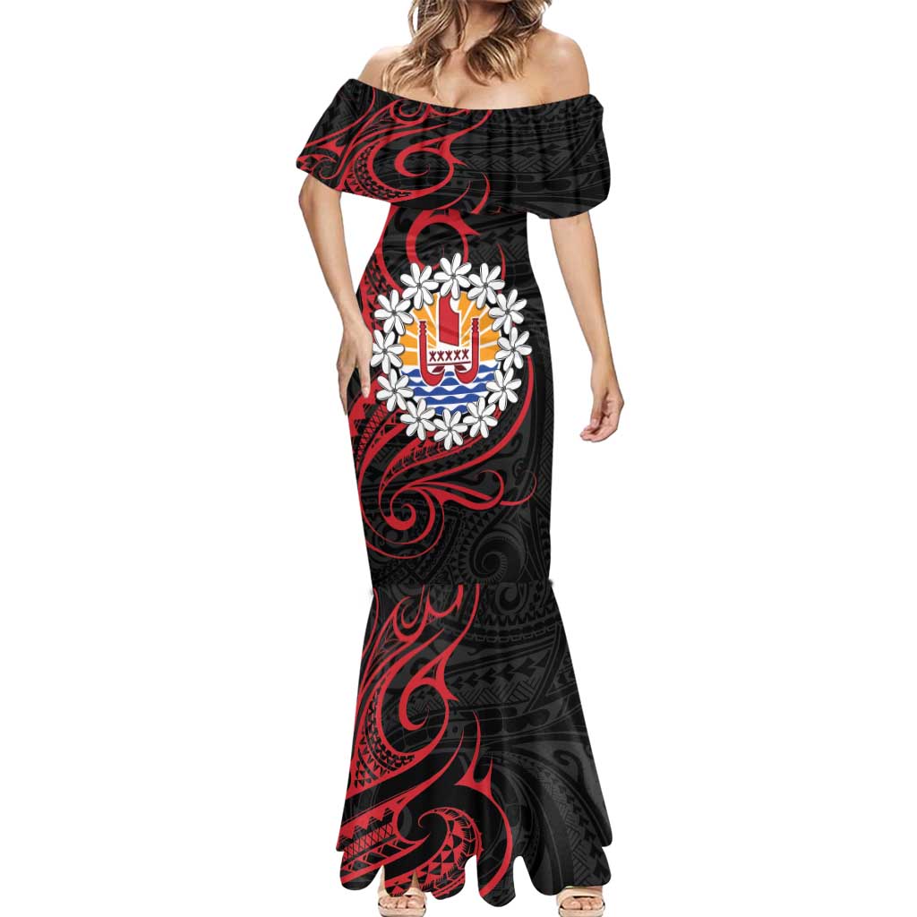 Tahitian Coat Of Arm and Tiare Flower Mermaid Dress Polynesian Tribal Tattoo LT9 - Polynesian Pride