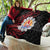 Tahitian Coat Of Arm and Tiare Flower Quilt Polynesian Tribal Tattoo