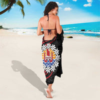 Tahitian Coat Of Arm and Tiare Flower Sarong Polynesian Tribal Tattoo