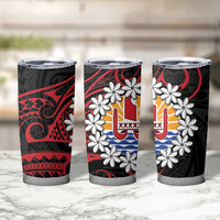 Tahitian Coat Of Arm and Tiare Flower Tumbler Cup Polynesian Tribal Tattoo LT9 - Polynesian Pride