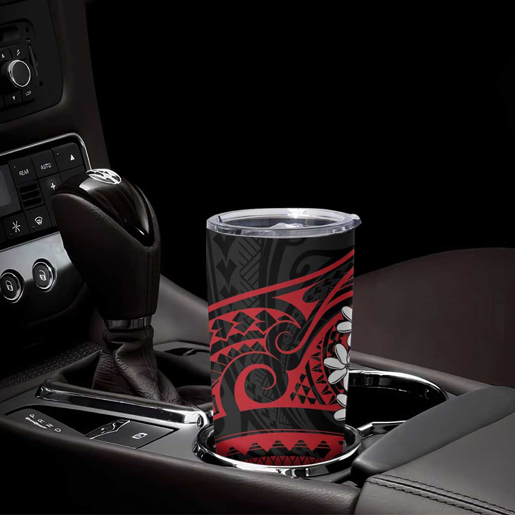 Tahitian Coat Of Arm and Tiare Flower Tumbler Cup Polynesian Tribal Tattoo LT9 - Polynesian Pride