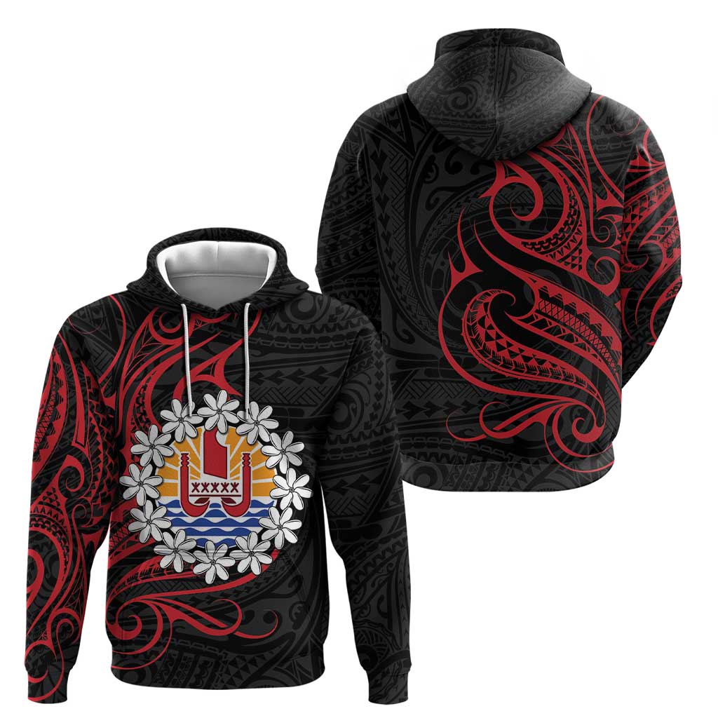 Tahitian Coat Of Arm and Tiare Flower Zip Hoodie Polynesian Tribal Tattoo LT9 - Polynesian Pride