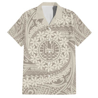 Tahitian Tiare Flower Family Matching Long Sleeve Bodycon Dress and Hawaiian Shirt Beige Polynesian Pattern LT9 Dad's Shirt - Short Sleeve Beige - Polynesian Pride