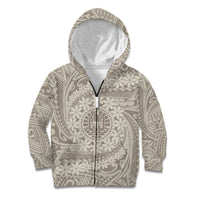 Tahitian Tiare Flower Kid Hoodie Beige Polynesian Pattern