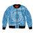 Tahitian Tiare Flower Bomber Jacket Blue Polynesian Pattern