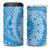 Tahitian Tiare Flower 4 in 1 Can Cooler Tumbler Blue Polynesian Pattern