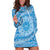 Tahitian Tiare Flower Hoodie Dress Blue Polynesian Pattern