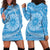 Tahitian Tiare Flower Hoodie Dress Blue Polynesian Pattern