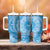 Tahitian Tiare Flower Tumbler With Handle Blue Polynesian Pattern