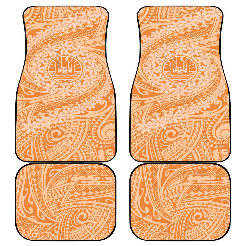 Tahitian Tiare Flower Car Mats Gold Polynesian Pattern
