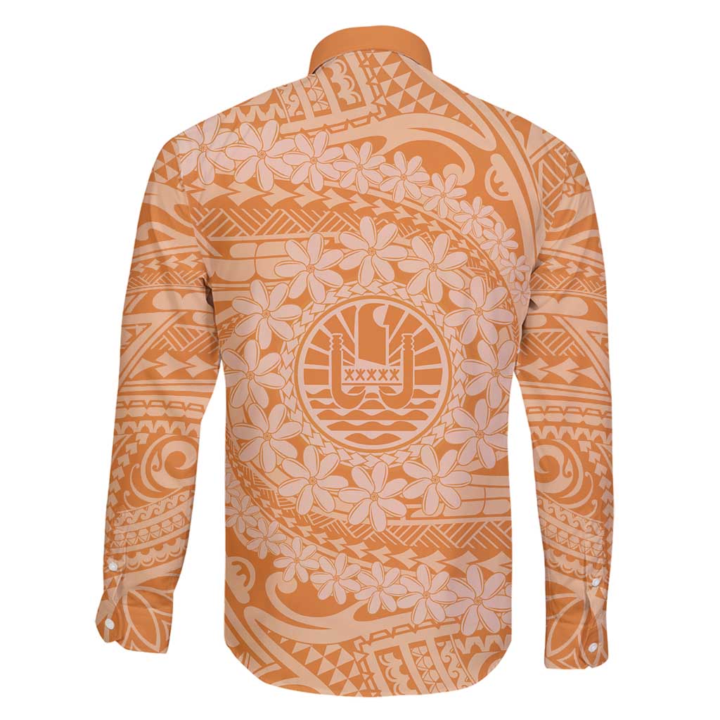 Tahitian Tiare Flower Family Matching Long Sleeve Bodycon Dress and Hawaiian Shirt Gold Polynesian Pattern LT9 - Polynesian Pride