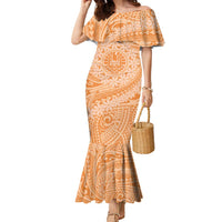Tahitian Tiare Flower Family Matching Mermaid Dress and Hawaiian Shirt Gold Polynesian Pattern LT9 Mom's Dress Gold - Polynesian Pride
