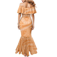 Tahitian Tiare Flower Family Matching Mermaid Dress and Hawaiian Shirt Gold Polynesian Pattern LT9 - Polynesian Pride
