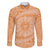 Tahitian Tiare Flower Family Matching Off The Shoulder Long Sleeve Dress and Hawaiian Shirt Gold Polynesian Pattern
