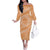 Tahitian Tiare Flower Family Matching Off The Shoulder Long Sleeve Dress and Hawaiian Shirt Gold Polynesian Pattern