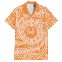 Tahitian Tiare Flower Family Matching Puletasi and Hawaiian Shirt Gold Polynesian Pattern
