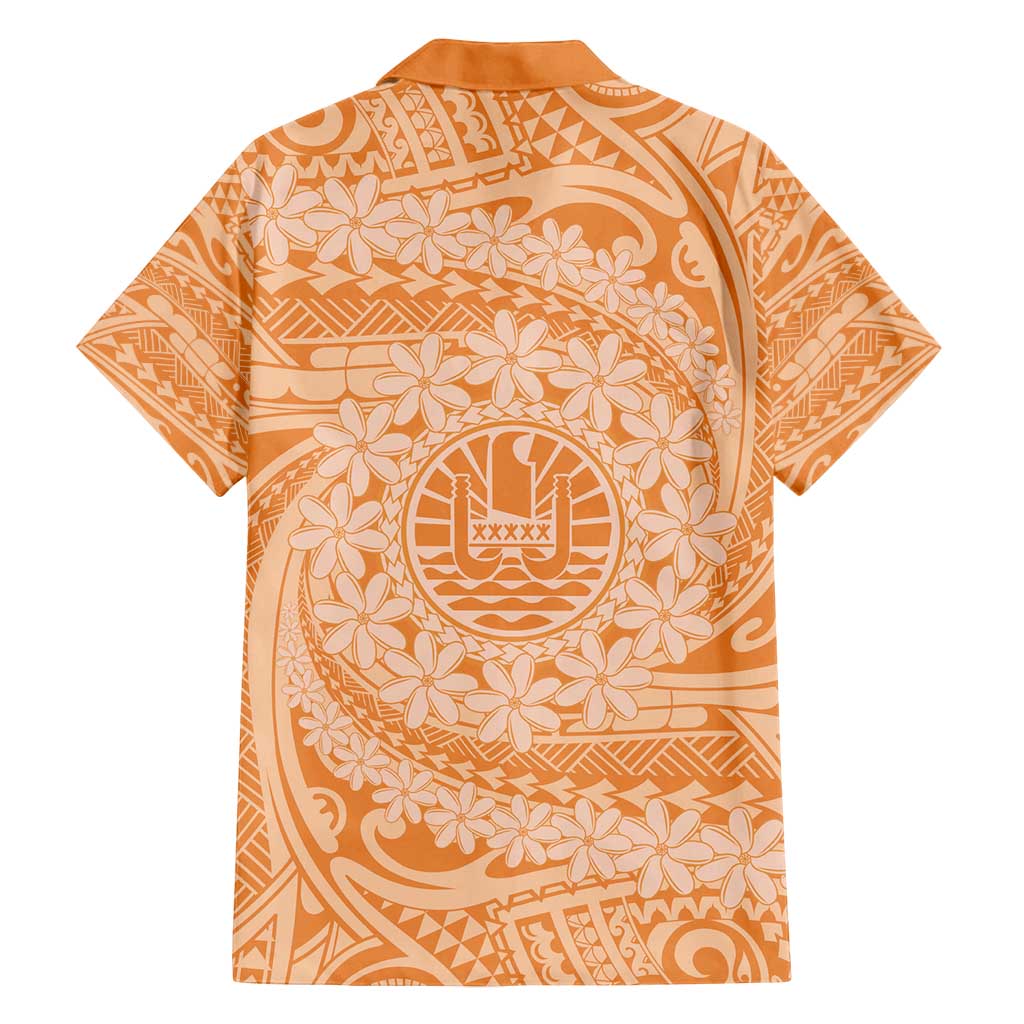 Tahitian Tiare Flower Family Matching Summer Maxi Dress and Hawaiian Shirt Gold Polynesian Pattern
