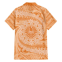 Tahitian Tiare Flower Family Matching Summer Maxi Dress and Hawaiian Shirt Gold Polynesian Pattern