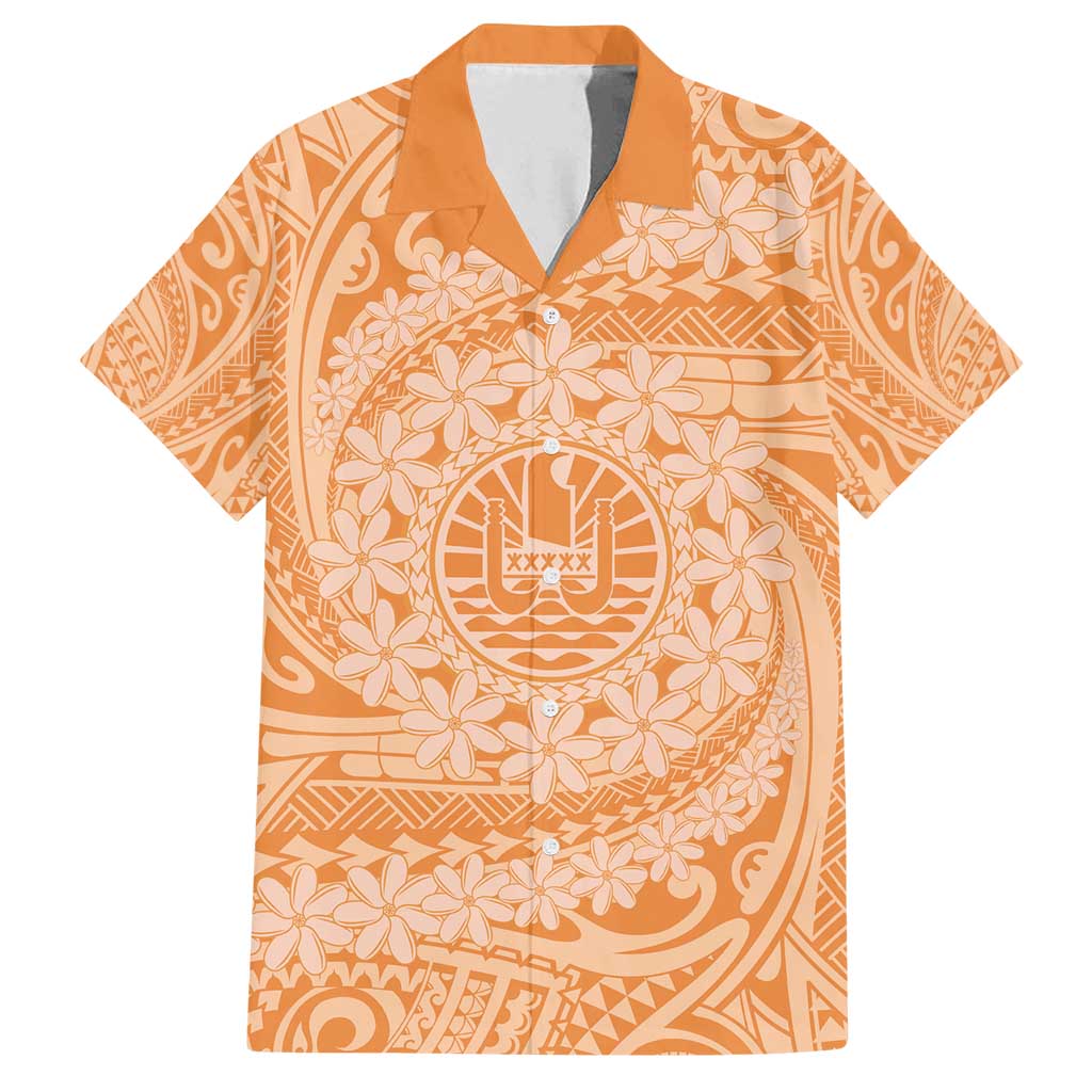 Tahitian Tiare Flower Family Matching Tank Maxi Dress and Hawaiian Shirt Gold Polynesian Pattern