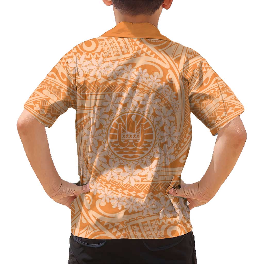 Tahitian Tiare Flower Hawaiian Shirt Gold Polynesian Pattern