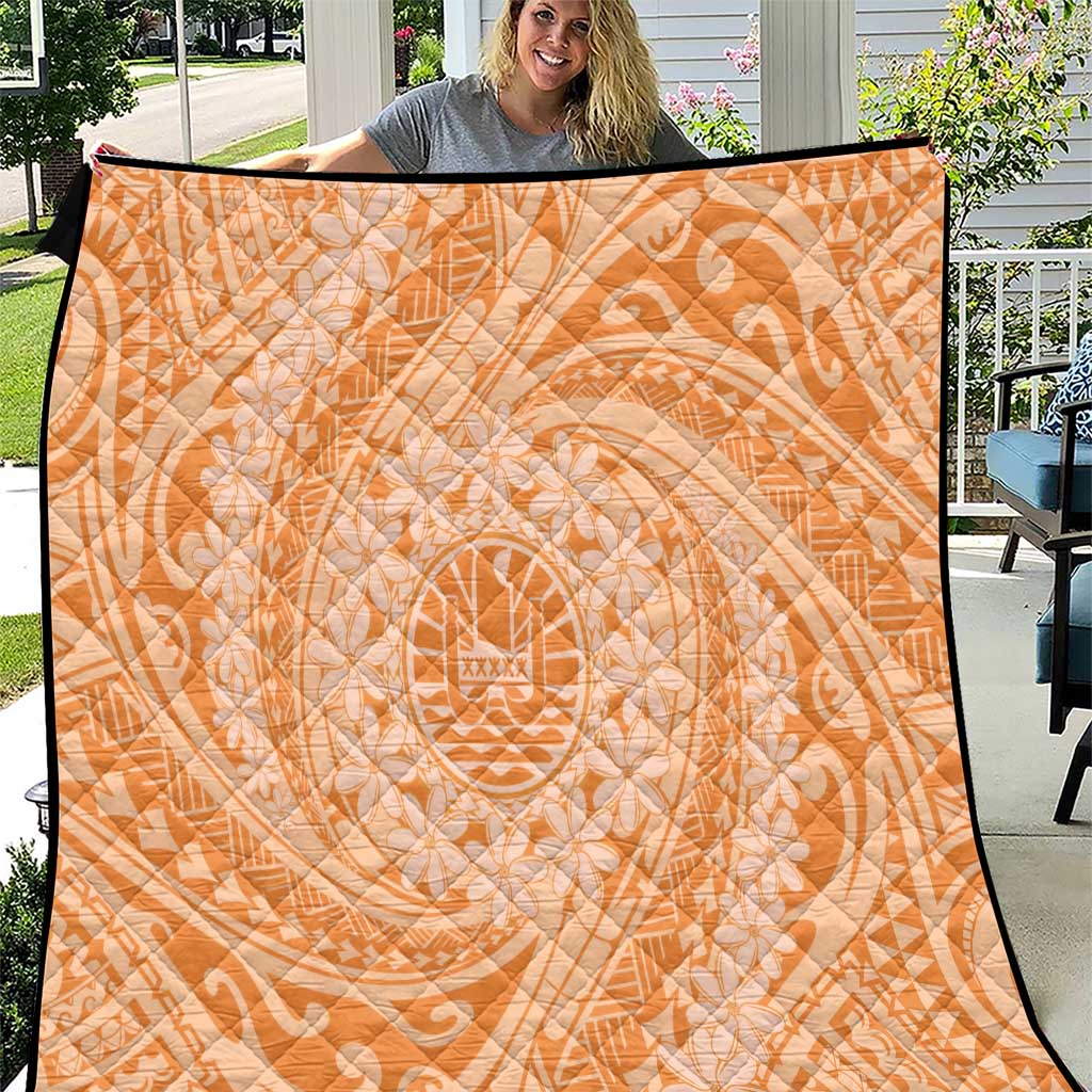 Tahitian Tiare Flower Quilt Gold Polynesian Pattern