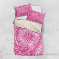 Tahitian Tiare Flower Bedding Set Pink Polynesian Pattern