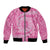 Tahitian Tiare Flower Bomber Jacket Pink Polynesian Pattern