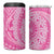 Tahitian Tiare Flower 4 in 1 Can Cooler Tumbler Pink Polynesian Pattern