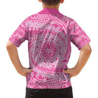 Tahitian Tiare Flower Family Matching Long Sleeve Bodycon Dress and Hawaiian Shirt Pink Polynesian Pattern LT9 - Polynesian Pride