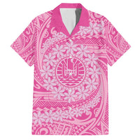 Tahitian Tiare Flower Family Matching Long Sleeve Bodycon Dress and Hawaiian Shirt Pink Polynesian Pattern LT9 Dad's Shirt - Short Sleeve Pink - Polynesian Pride