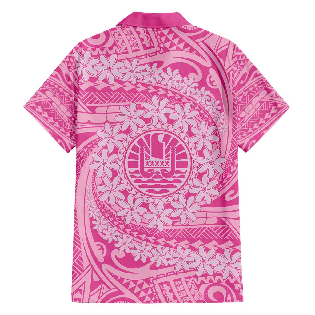 Tahitian Tiare Flower Family Matching Long Sleeve Bodycon Dress and Hawaiian Shirt Pink Polynesian Pattern LT9 - Polynesian Pride