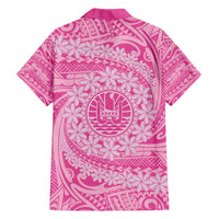Tahitian Tiare Flower Family Matching Long Sleeve Bodycon Dress and Hawaiian Shirt Pink Polynesian Pattern LT9 - Polynesian Pride