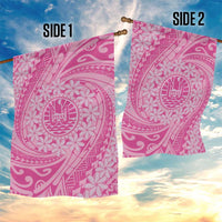 Tahitian Tiare Flower Garden Flag Pink Polynesian Pattern