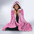 Tahitian Tiare Flower Hooded Blanket Pink Polynesian Pattern