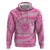 Tahitian Tiare Flower Hoodie Pink Polynesian Pattern