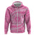 Tahitian Tiare Flower Hoodie Pink Polynesian Pattern