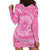 Tahitian Tiare Flower Hoodie Dress Pink Polynesian Pattern